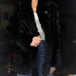 Mink and Rex Rabbit Reversible Raincoat